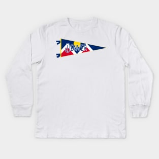 Denver Flag Pennant Kids Long Sleeve T-Shirt